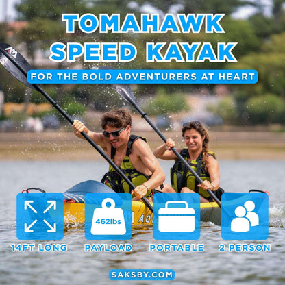 Aqua Marina Tomahawk AIR-K 440 14FT 2-Person High-Pressure Speed Inflatable Kayak [Paddle Excluded] [AIR-K440] (SAK31482)