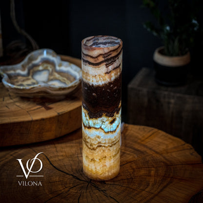 Aqua Onyx Lamp (Exotic Cylinder Table Lamp #26)