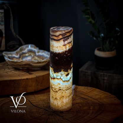 Aqua Onyx Lamp (Exotic Cylinder Table Lamp #26)