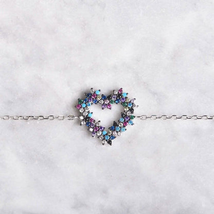Arden Dark Colored Heart Bracelet