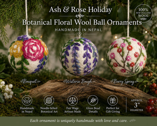 Hand Felted Wool Ball Ornament - Wisteria Bough