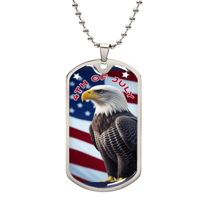 4th of July Bald Eagle Graphic Dog Tags Necklace