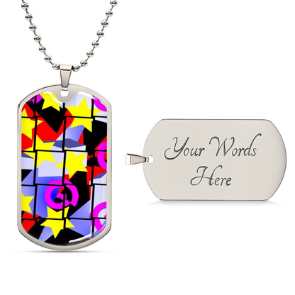 1980's Abstract Pattern Graphic Dog Tags Necklace