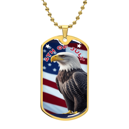 4th of July Bald Eagle Graphic Dog Tags Necklace