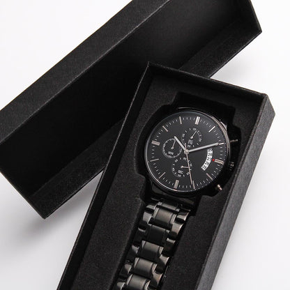 The Best is Yet to Come Inspirational Engraved Black Chronograph Watch