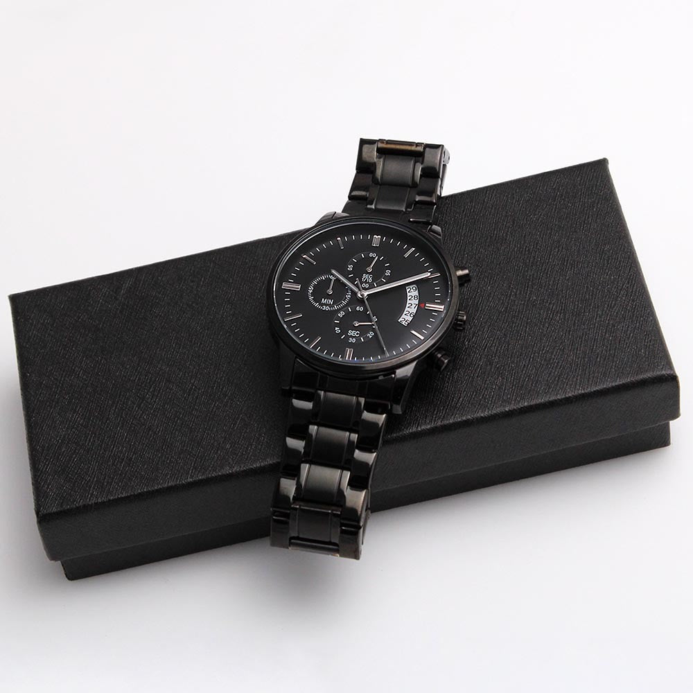 Let Everything that has Breath Praise the Lord Faith Based Engraved Black Chronograph Watch