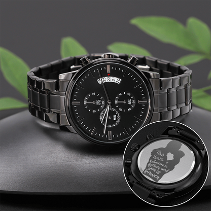 The Love Between Father & Son is Forever Engraved Black Chronograph Watch