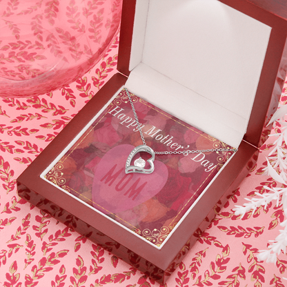 Happy Mother's Day Mom Red Roses with Forever Love Necklace