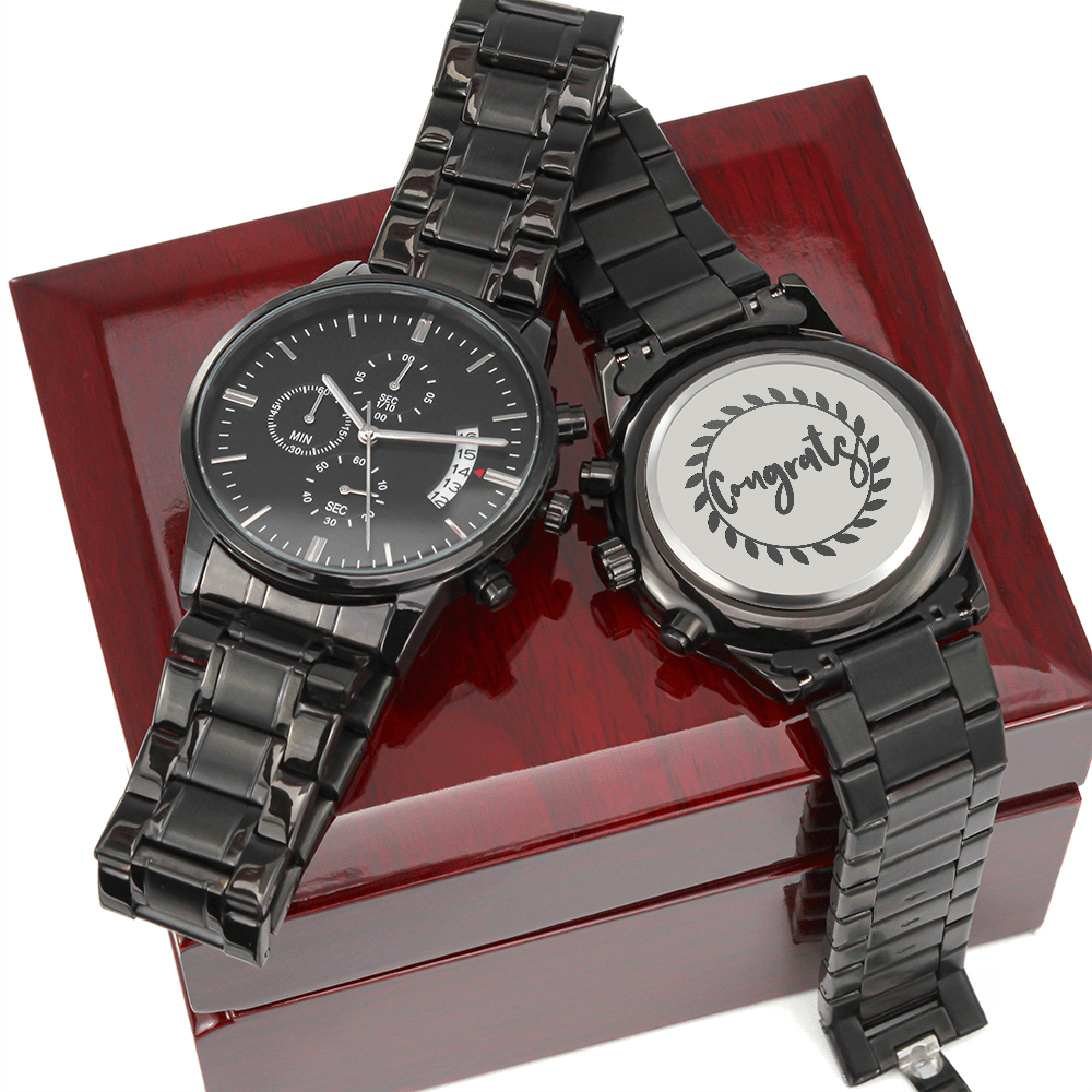 Congrats Engraved Black Watch Graduation Gift