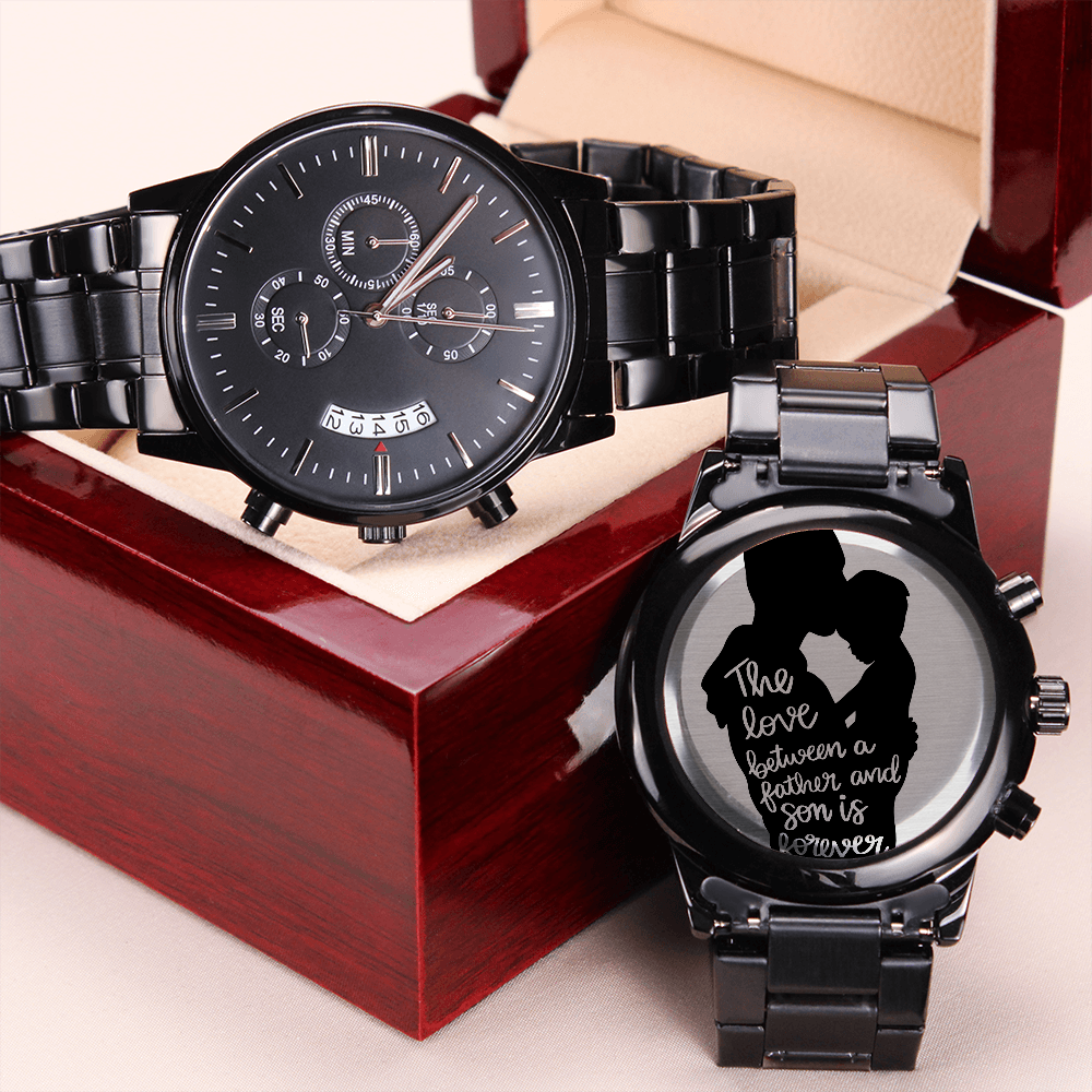 The Love Between Father & Son is Forever Engraved Black Chronograph Watch