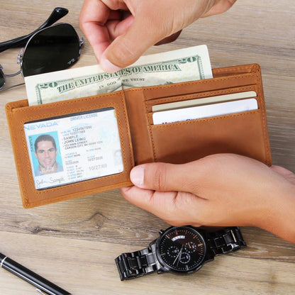 #1 Dad Golden Seal Design Graphic Leather Wallet