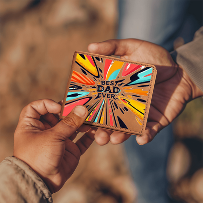 Best Dad Ever Colorful Streaks Graphic Leather Wallet