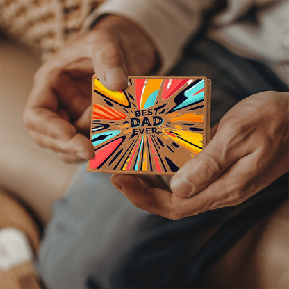 Best Dad Ever Colorful Streaks Graphic Leather Wallet