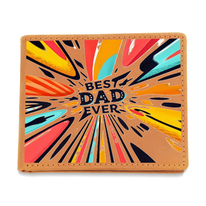 Best Dad Ever Colorful Streaks Graphic Leather Wallet