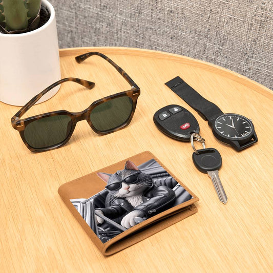 Cool Cat Driving Convertible Graphic Leather Wallet