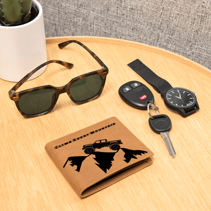Climb Every Mountain Monster Truck Graphic Leather Wallet