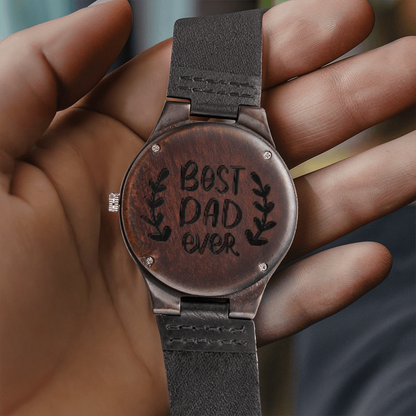 Best Dad Ever Engraved Wooden Watch