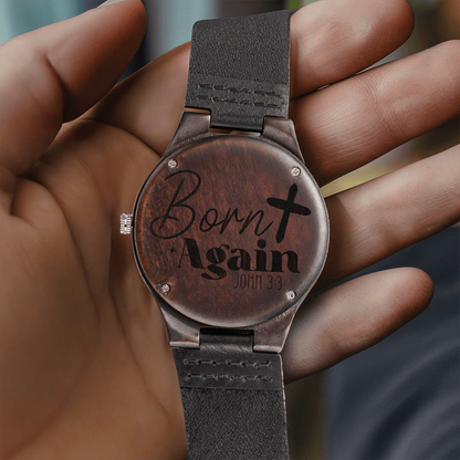 Born Again Faith Based Engraved Wooden Watch