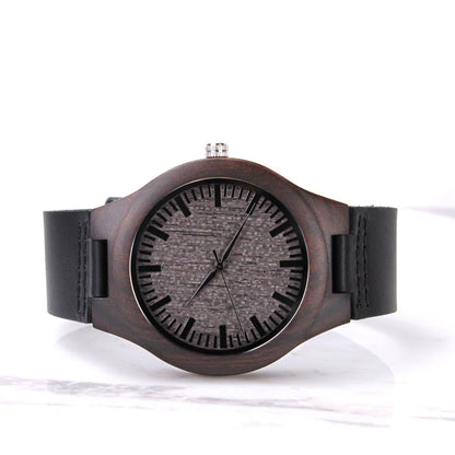 Dad Happy Father's Day Engraved Wooden Watch with Leather Strap