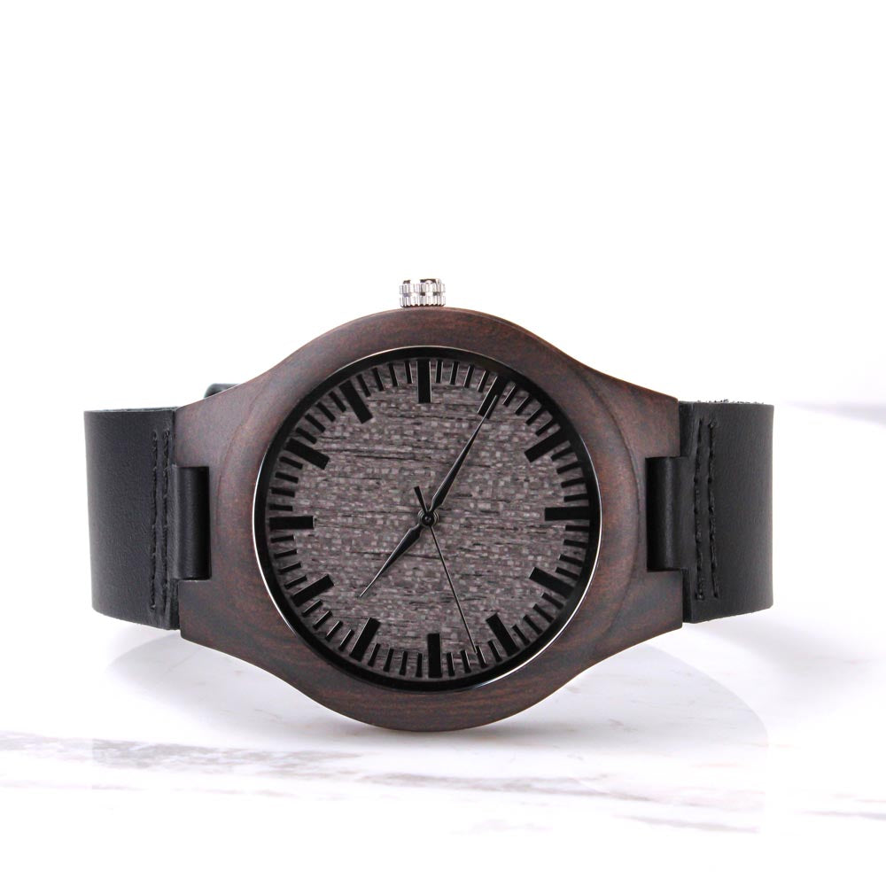 Aim Higher Dream Bigger Encouraging Words Engraved Wooden Watch
