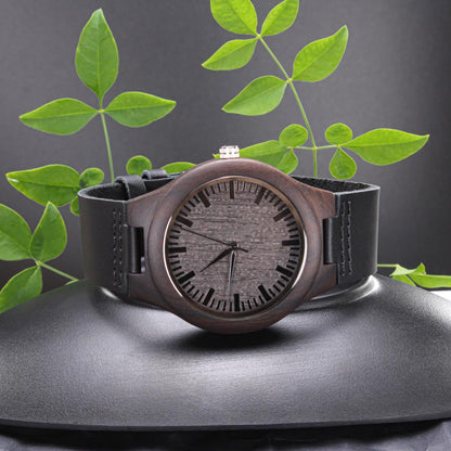 Aim Higher Dream Bigger Encouraging Words Engraved Wooden Watch