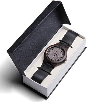 Happy Birthday Engraved Wooden Watch & Leather Band