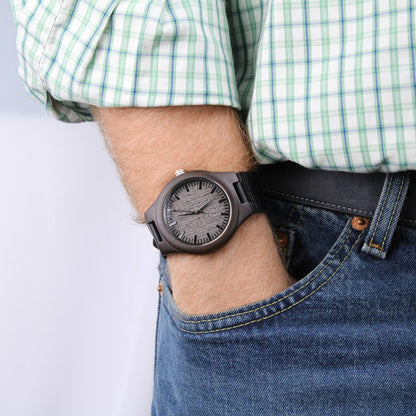 Checkered Dad Happy Father's Day Engraved Wooden Watch