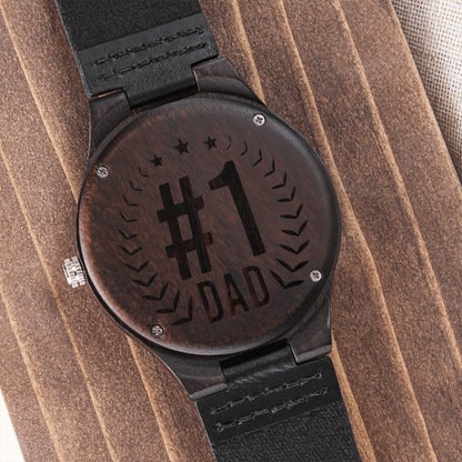 #1 Dad Happy Father's Day Engraved Wooden Watch