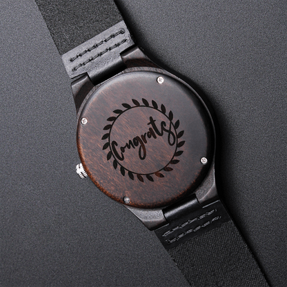 Congrats Engraved Luxury Wooden Watch Graduation Gift