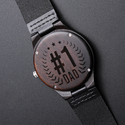 #1 Dad Happy Father's Day Engraved Wooden Watch