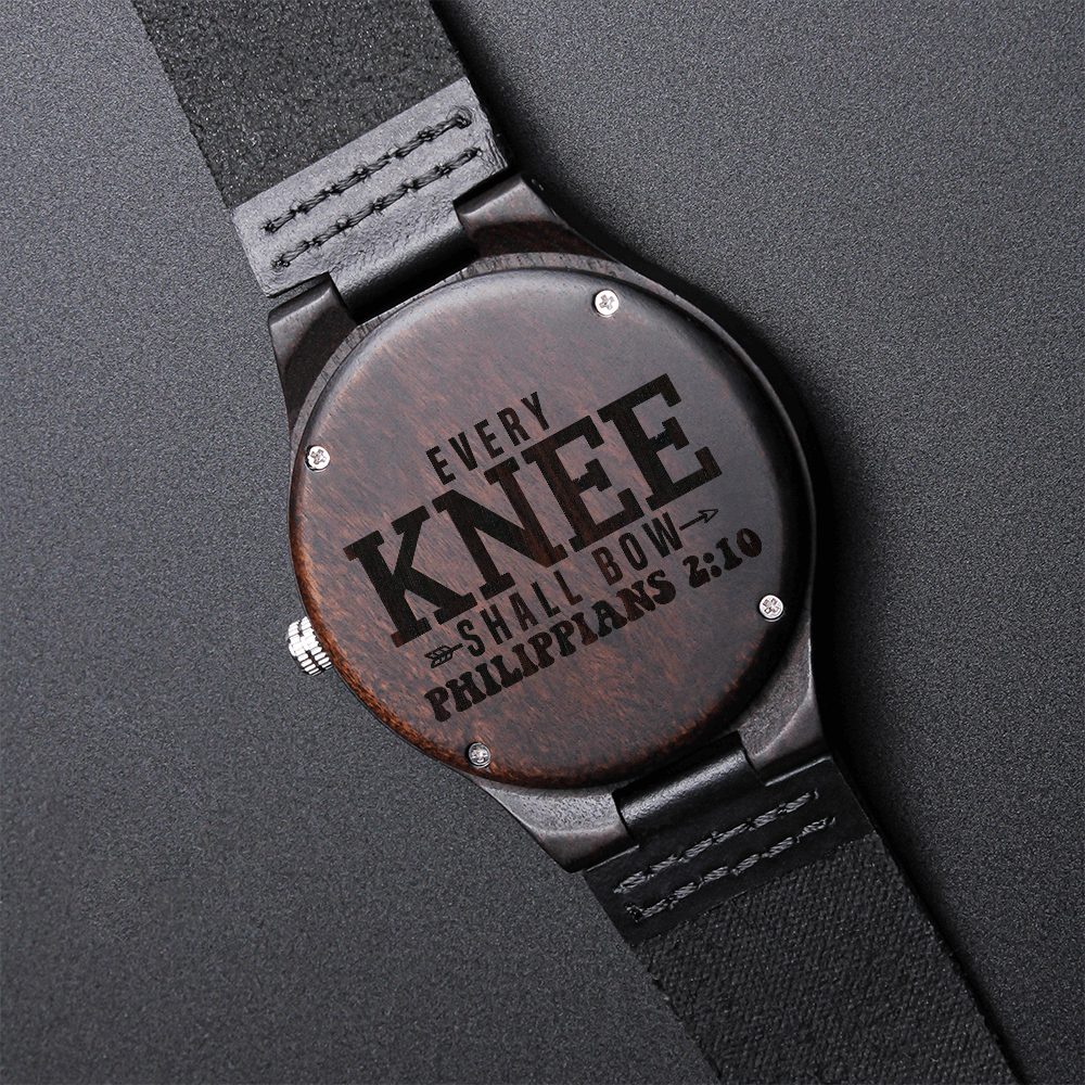 Every Knee Shall Bow Faith Based Engraved Wooden Watch
