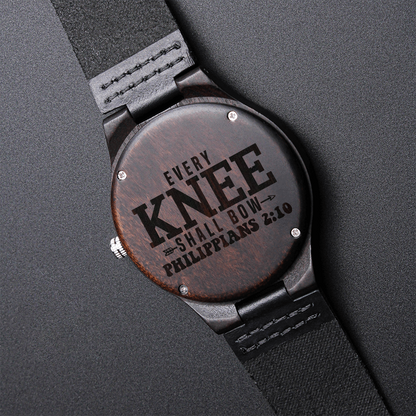 Every Knee Shall Bow Faith Based Engraved Wooden Watch