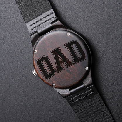 Dad Happy Father's Day Engraved Wooden Watch with Leather Strap