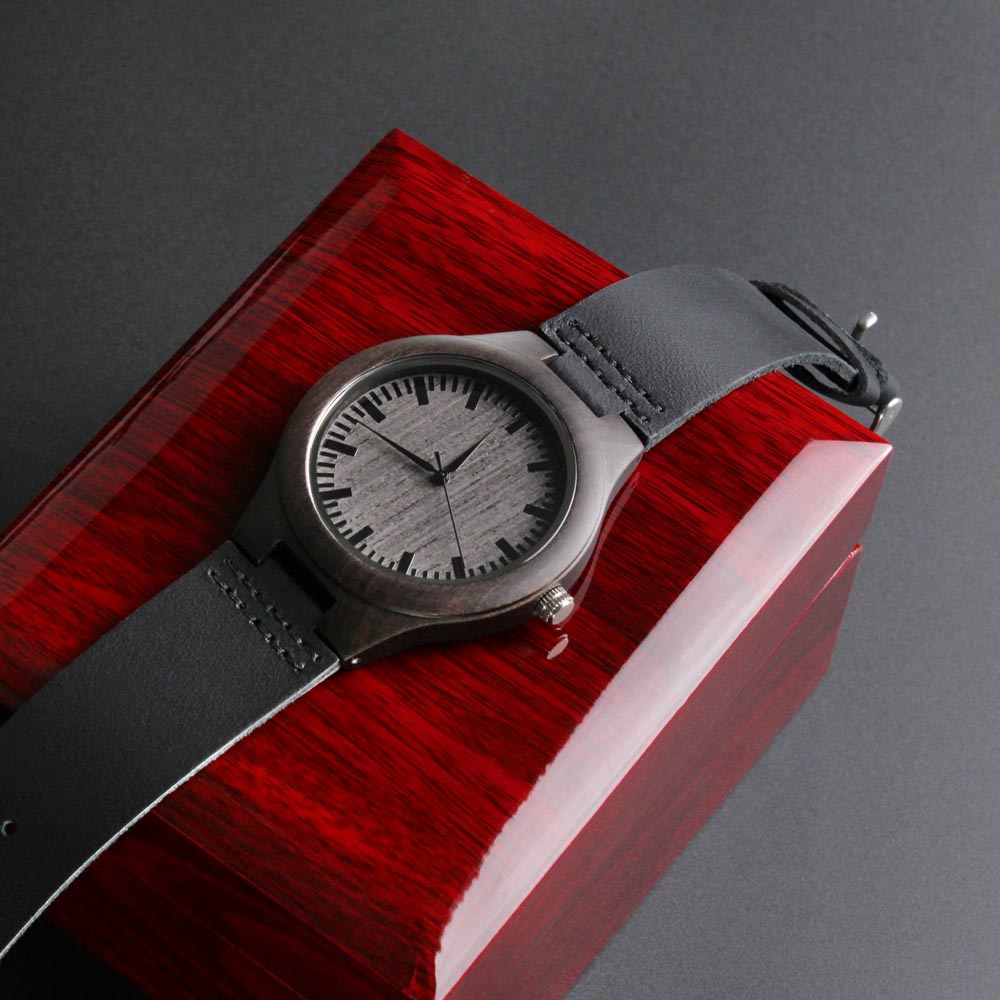 Dad Happy Father's Day Engraved Wooden Watch with Leather Strap