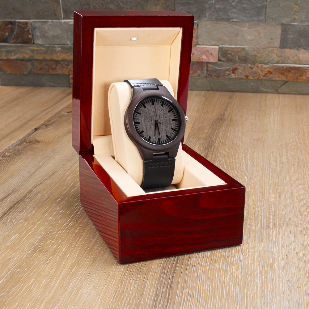 Happy Birthday to You Engraved Wooden Watch with Leather Strap