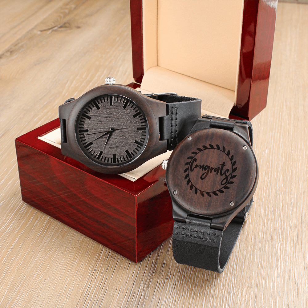 Congrats Engraved Luxury Wooden Watch Graduation Gift