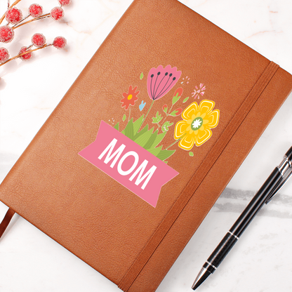 Mom with Flowers Graphic Leather Journal