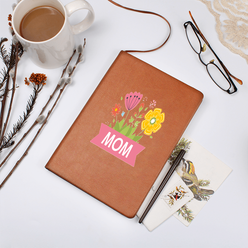 Mom with Flowers Graphic Leather Journal