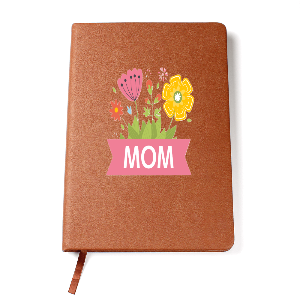 Mom with Flowers Graphic Leather Journal