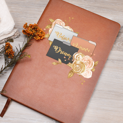 Believe Dream Achieve Graphic Leather Journal Notebook