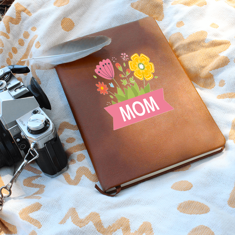 Mom with Flowers Graphic Leather Journal