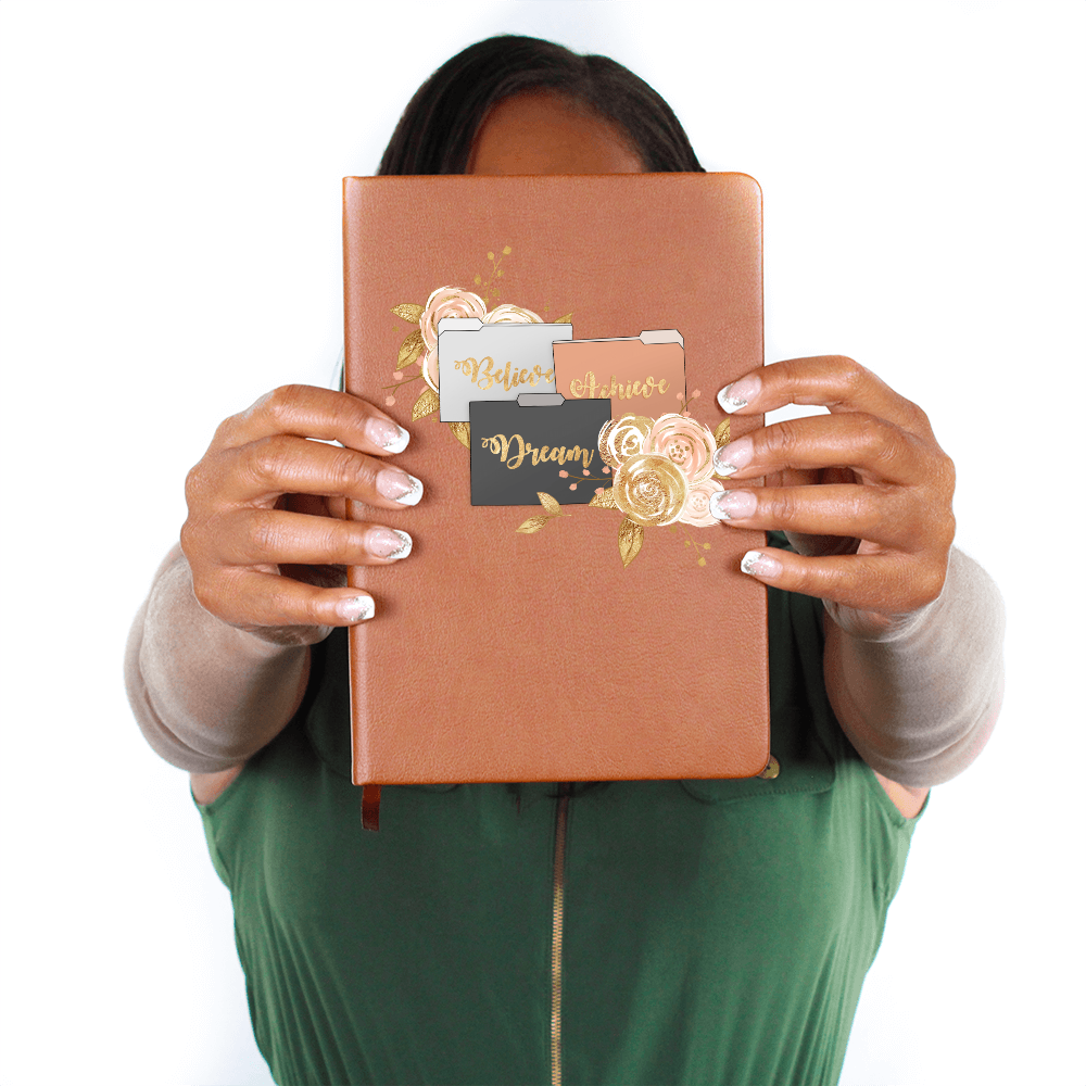 Believe Dream Achieve Graphic Leather Journal Notebook
