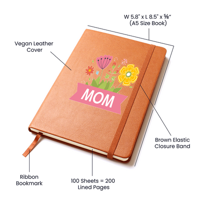 Mom with Flowers Graphic Leather Journal