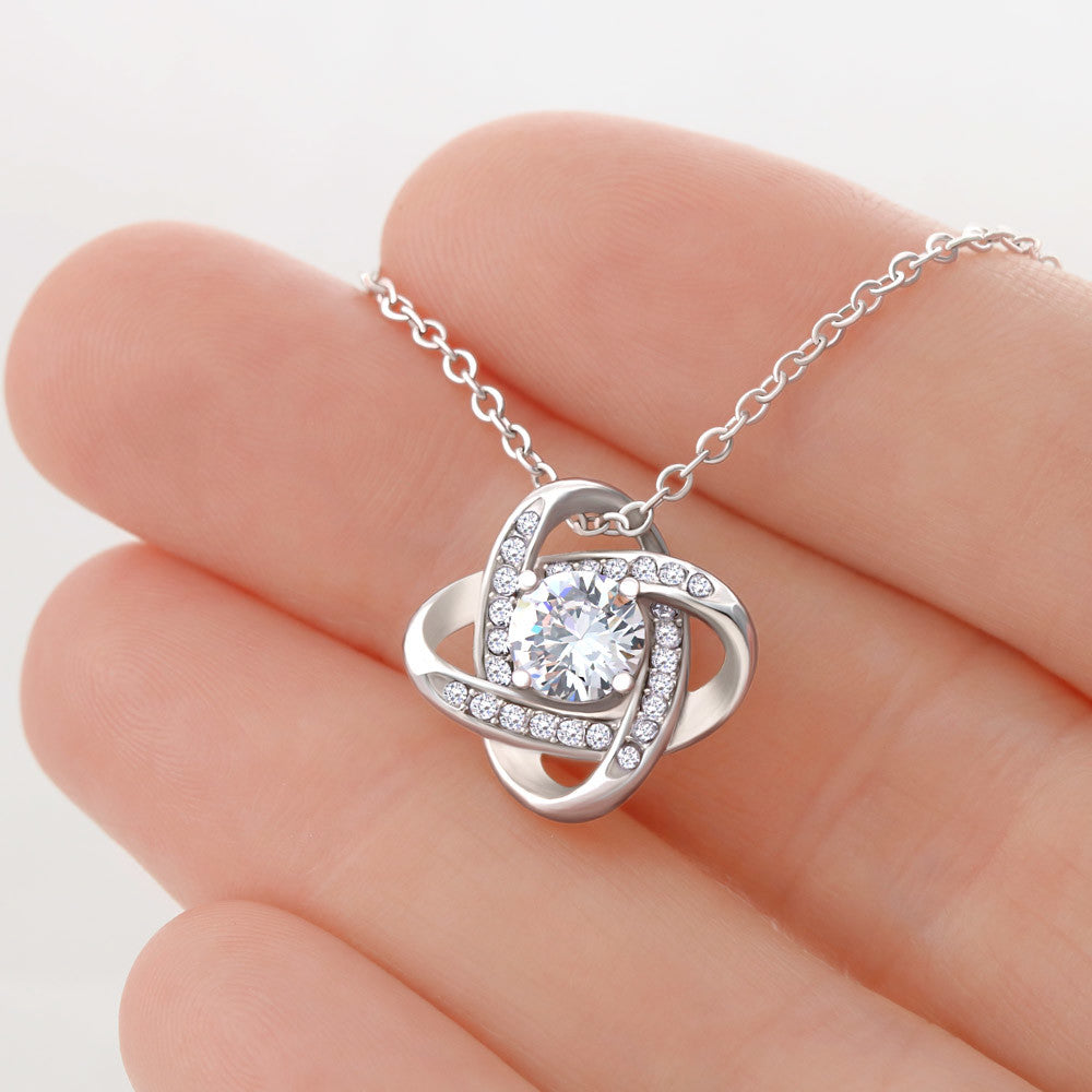 For My Mom Purple Floral Design Elegant Love Knot Necklace