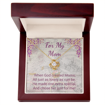 For My Mom Purple Floral Design Elegant Love Knot Necklace