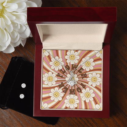 1970's Flower Power Alluring Beauty Necklace & Earring Jewelry Gift Set