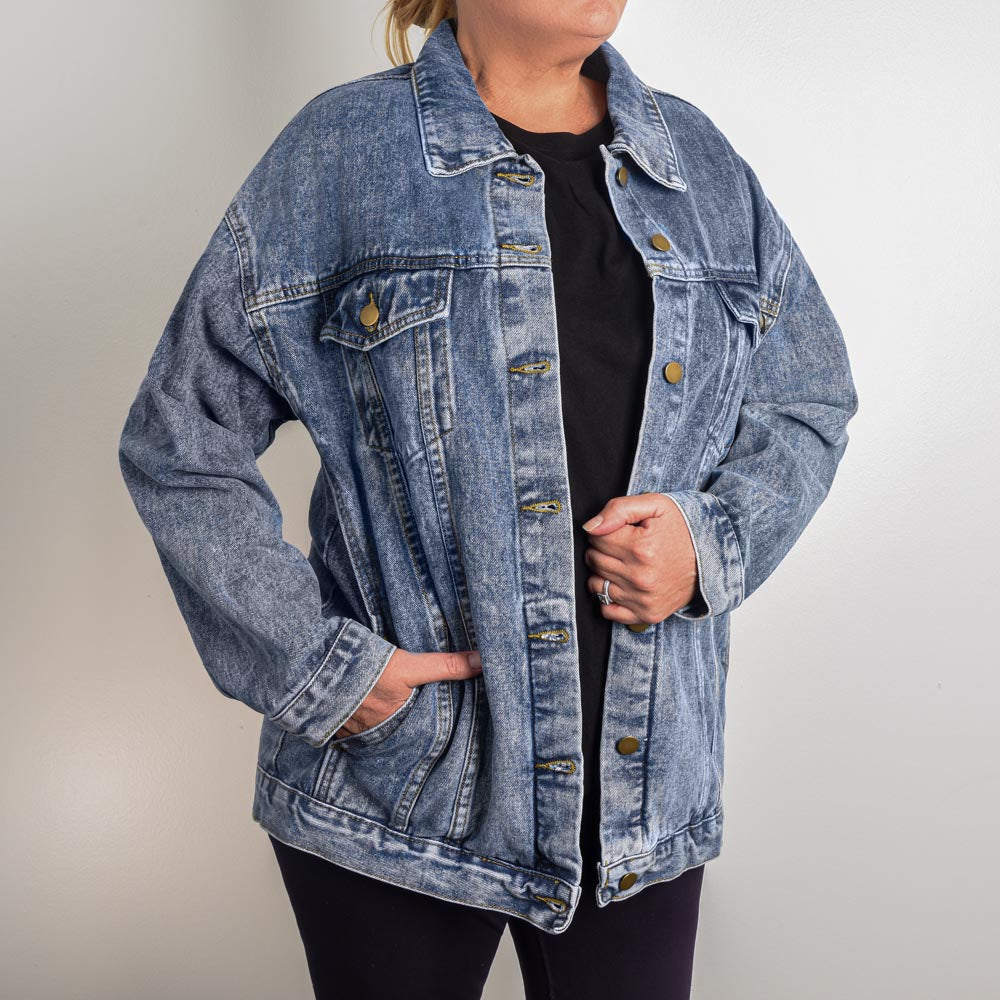 Choose to Shine Fashion Collage Oversized Women's DTG Denim Jacket