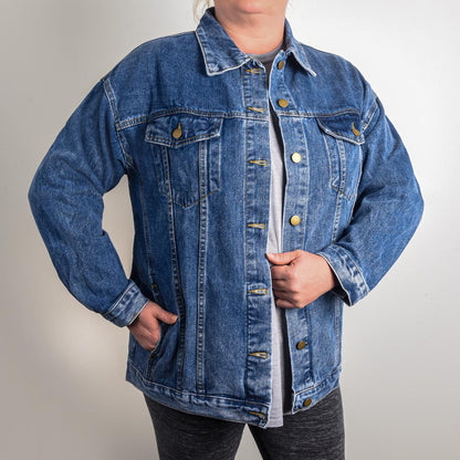 Choose to Shine Fashion Collage Oversized Women's DTG Denim Jacket