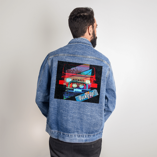 Buckle Up! 4-wheel Drive Men's DTG Denim Jacket