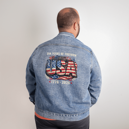 250 Years of Freedom USA Men's Blue Denim Jacket